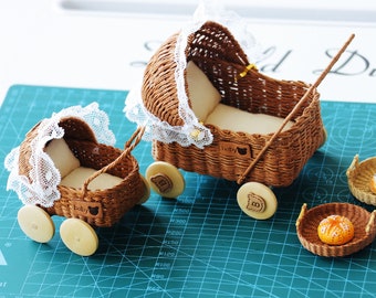 ドールハウス用品 ミニチュアベビーカー、1:12スケール ミニチュア