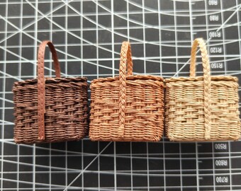 Tiny Ratten Handmade Miniature Basket for Dolls, Tiny Basket for Dollhouse, Miniature Dollhouse Furniture, Doll Lover Gifts, 1.6*1.2*2.2 In