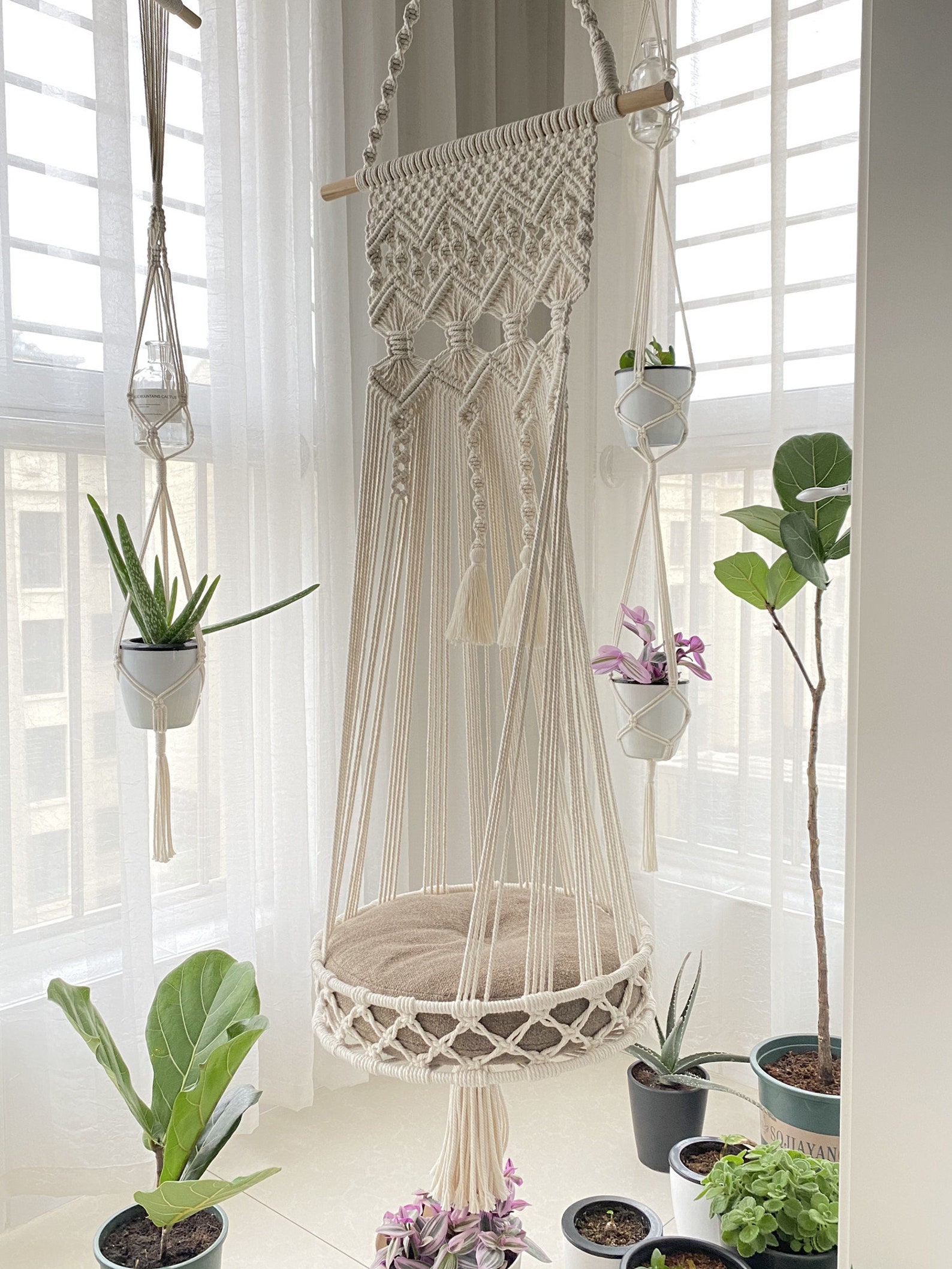 Cat Macrame Basket Hanging Cat Basket Cat Hanging Bed Cat Etsy