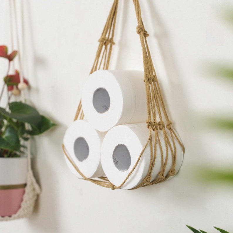 Macrame Toilet Paper Holder Toilet Paper Hammock Hanging Etsy