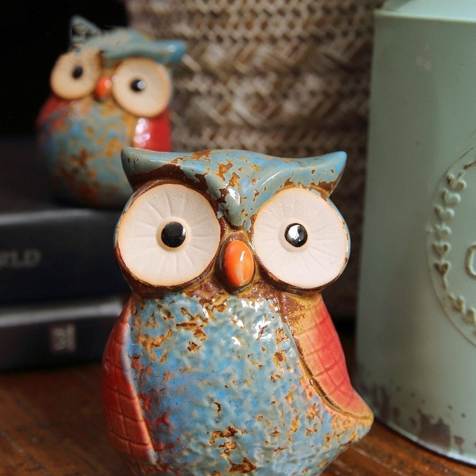 Set of 3 Vintage Ceramic Owl Figurine Small Ceramic Owl Home Etsy
