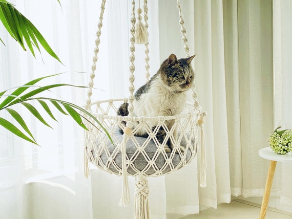 Macrame Hanging Cat Bed Hanging Cat Hammock Macrame Cat Basket Boho Cat Hammock Hanging Cat Swing Cat Owner Gift Cat Mom Gift Etsy Israel