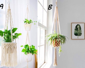 Elegent Macrame Plant Hanger / Vintage Fringed Plant Hangers / Hanging Plant Holders / Plant Lover Gift / 3mm Cotton Rope Plant Basket