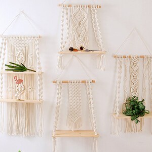 Multistylistic & Practical Macrame Shelves Hanging Plant Shelves, Macrame Wall Hanging with Shelf, Floating Shelves, Boho Wall Hanging