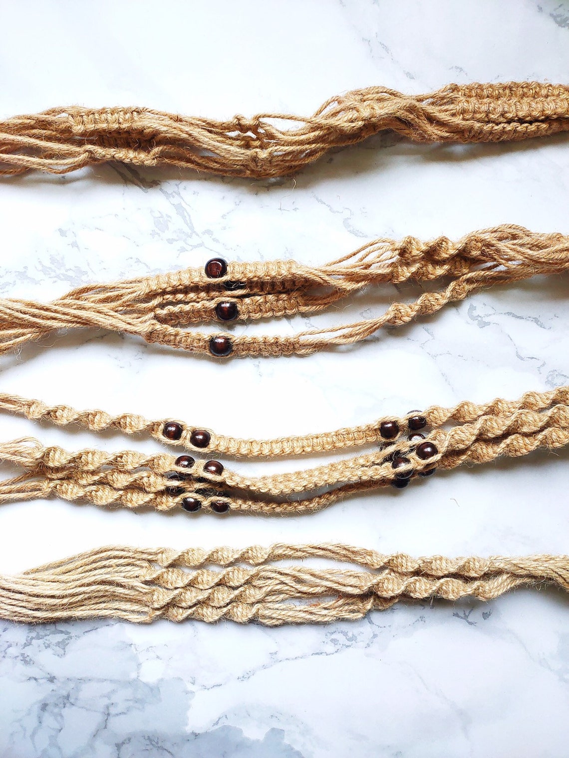 Set of 4 Hemp Rope Macrame Plant Hangers Hanging Jute Plant Etsy