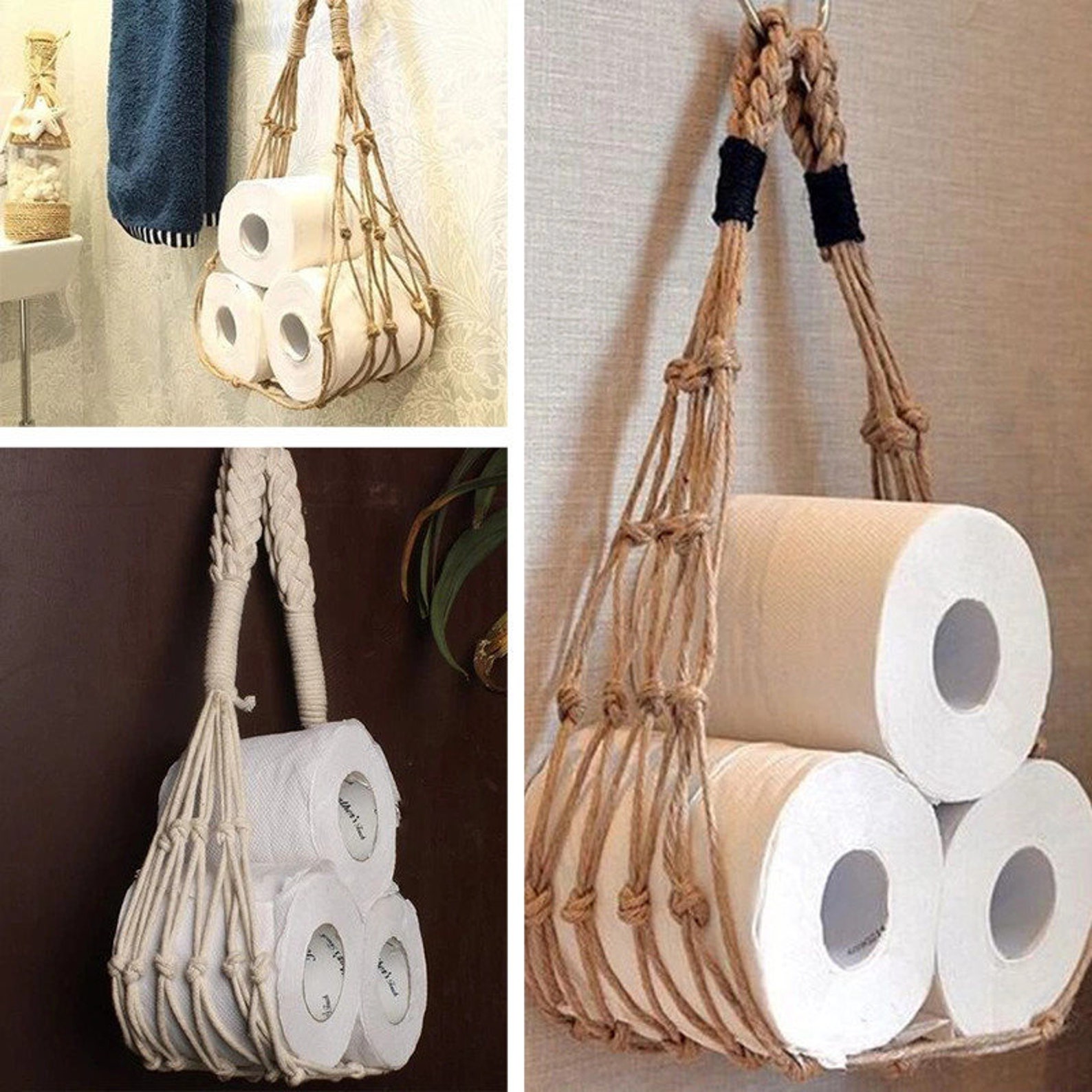 Macrame Toilet Paper Holder Toilet Paper Hammock Hanging Etsy