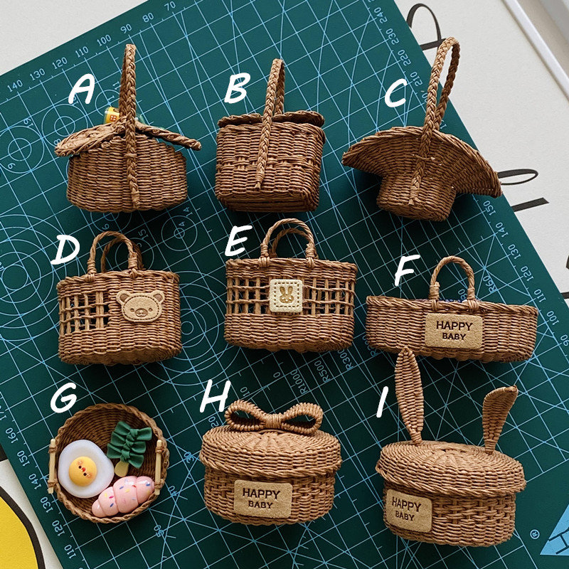 Handmade Rattan Miniature Basket for Tiny Jars & Bottles, Vintage