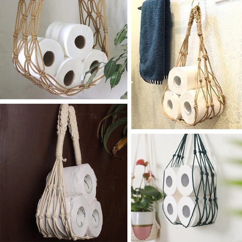 Macrame Toilet Paper Holder Toilet Paper Hammock Hanging Etsy