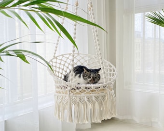 Exclusive Macrame Cat Basket Nesting, Hanging Cat Macrame Bed, Cat Hanging Basket, Cat hammocks, Cat Beds, Cat Lover Gift, Cat Toys