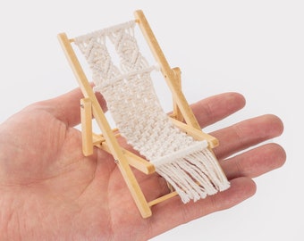 Macrame Miniature Chair, Miniature Lounge Chair, Dollhouse Furniture, Miniature Furniture, Miniature Toys, Gift for Dollhouse