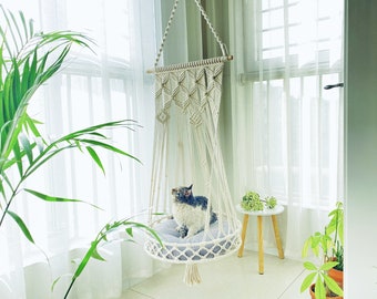 Macrame Cat Bed Hanging; Macrame Cat Swing; Macrame Cat Planter; Macrame Cat Hanger; Cat Owner Gift, Gift for Mom