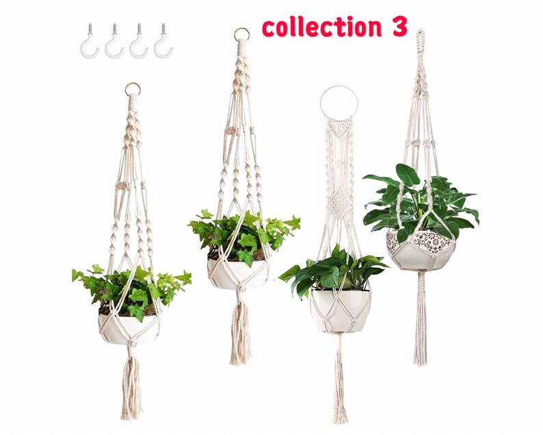 Cotton Rope Hanging Planters,41\u201d Plant Hangers with White Rope Pack-4 Hanging Plant Holders Pack of 4 Macrame Plant Hangers