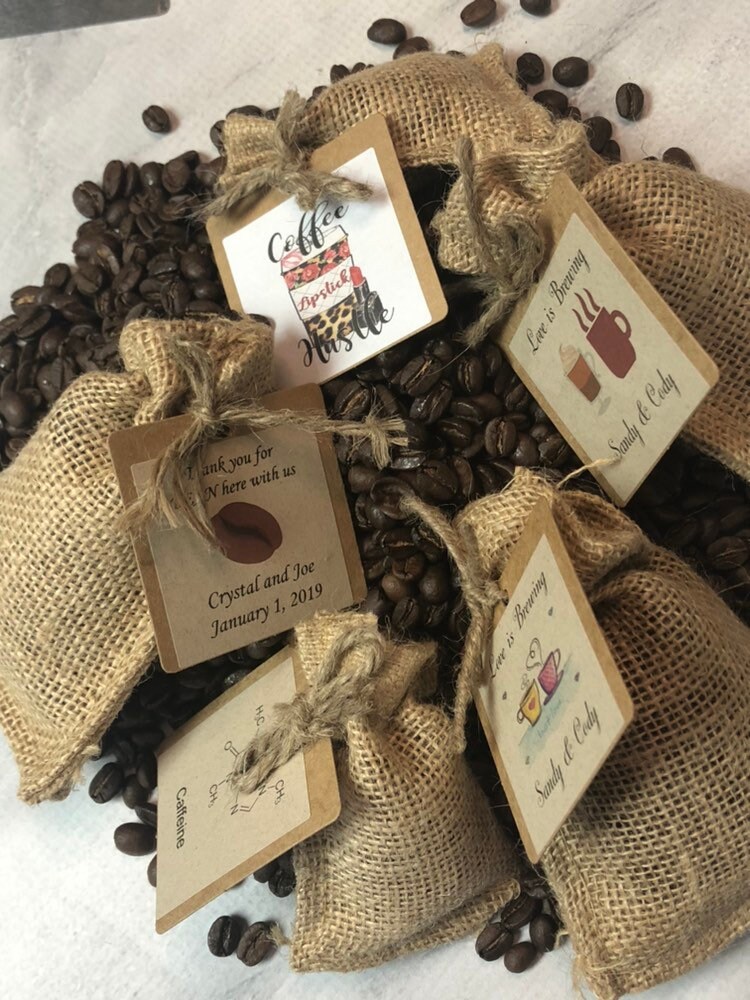Coffee Bean Party Favor Choose Burlap Size Custom Text for Etsy
