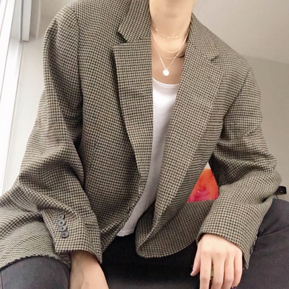 Unisex vintage oversized dad/boyfriend wool plaid
