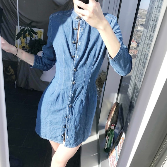 Vintage 80s Paris Blues Denim Dress - XS-S Button Front - Etsy Canada