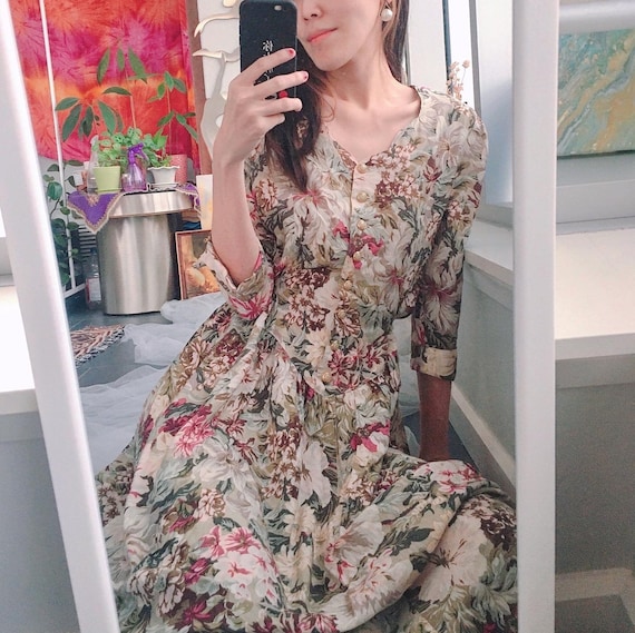Vintage 80s/90s floral midi dress