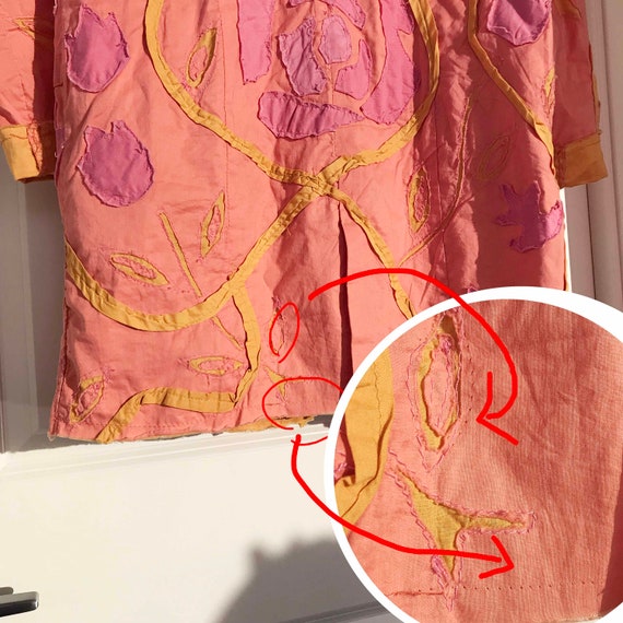 Vintage Floral Patchwork Jacket: Pink Orange Boho… - image 9