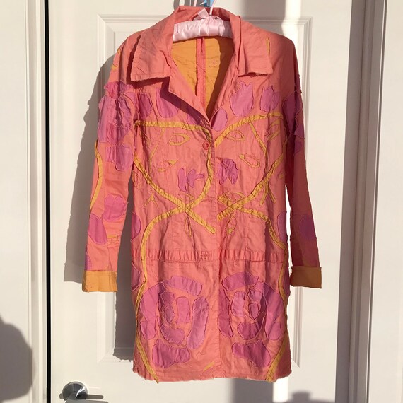 Vintage Floral Patchwork Jacket: Pink Orange Boho… - image 4