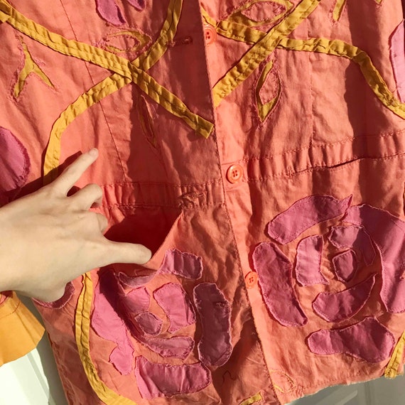 Vintage Floral Patchwork Jacket: Pink Orange Boho… - image 5