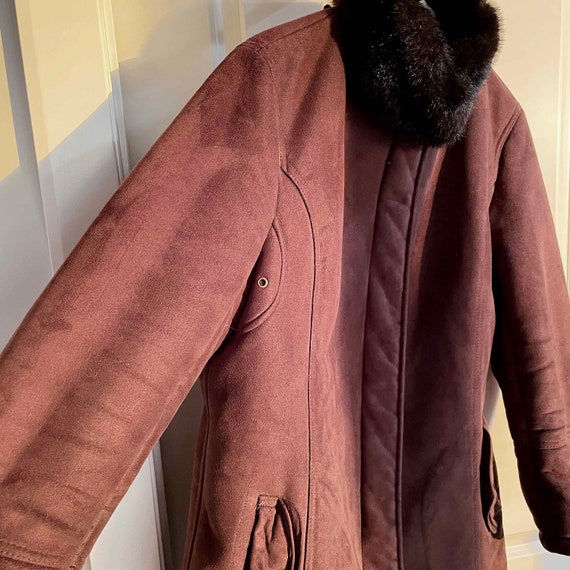 Vintage London Fog brown coat / Faux fur trim coa… - image 6