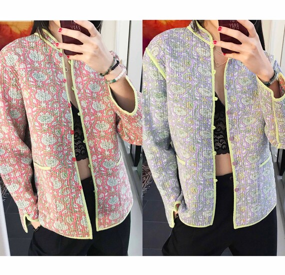 Vintage reversible double sided pink/purple floral
