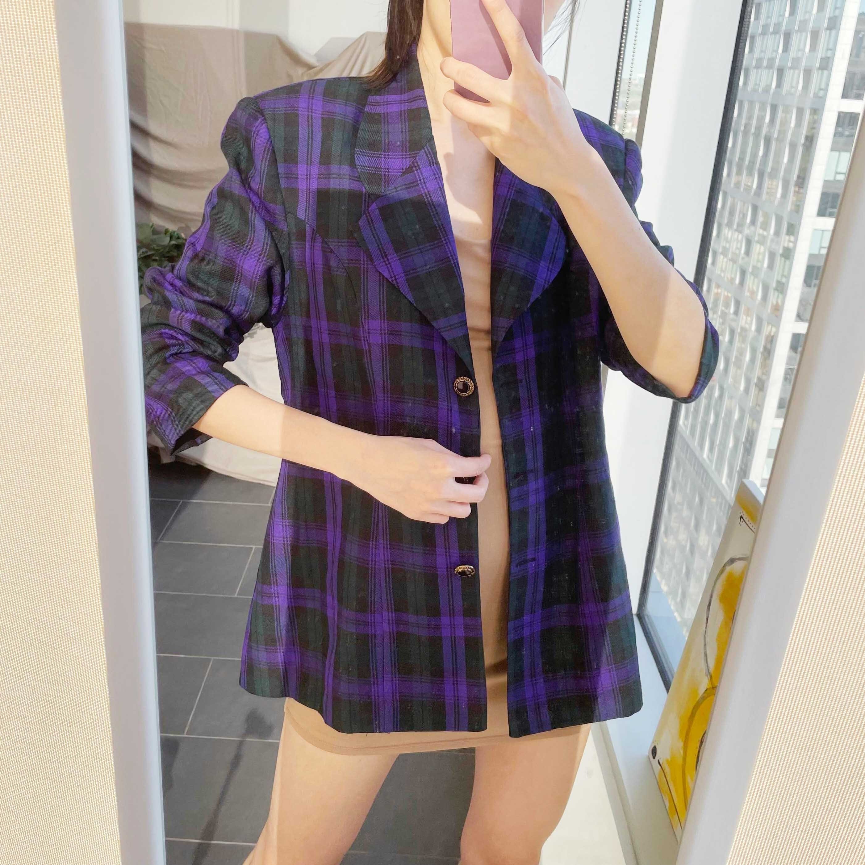 Purple Plaid Jacket - Etsy Canada