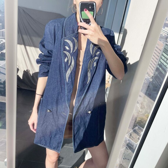 Cheetah Print 90s Oversized Denim Jacket (M/L)