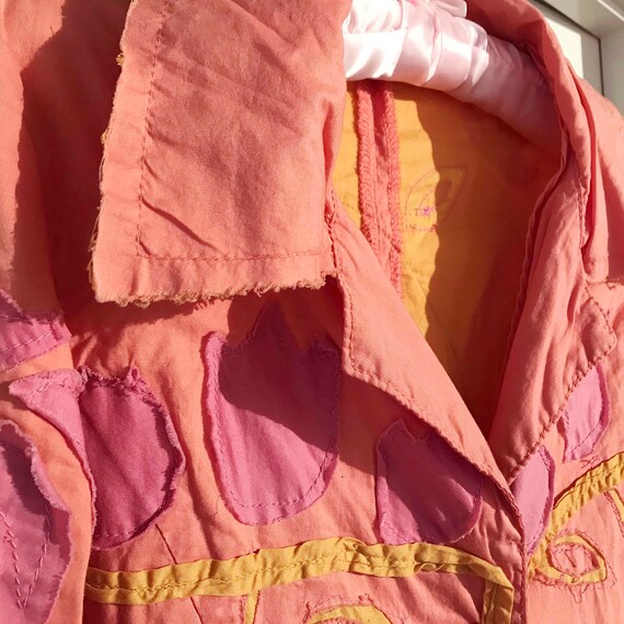 Vintage Floral Patchwork Jacket: Pink Orange Boho… - image 6