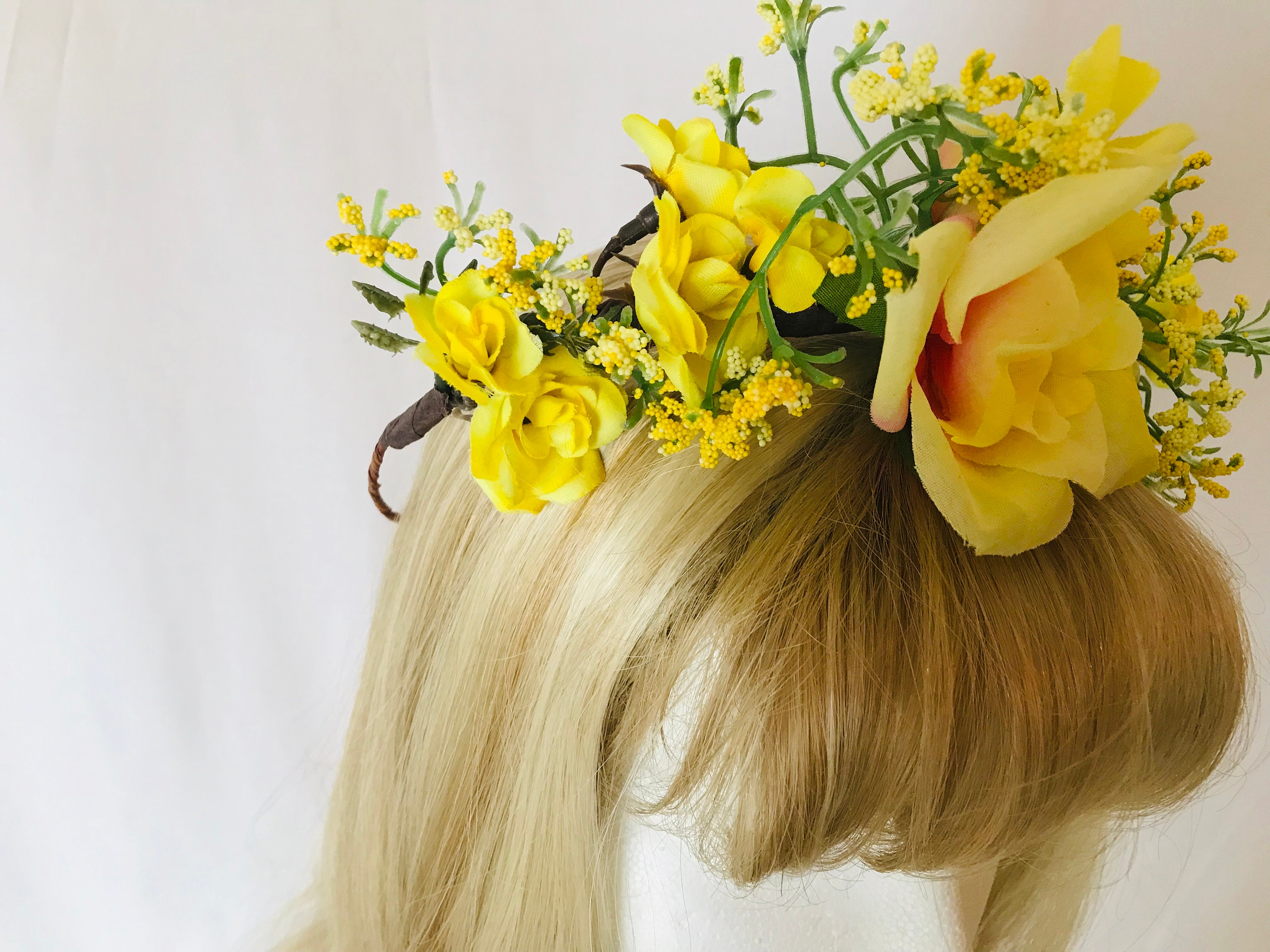 Yellow Rose Flower Crown Etsy