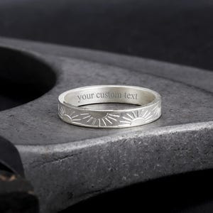 希少　ヴィンテージ　シルバー　925 サンバースト　バンド　リング　アメリカ Sunburst Ring - Etsy