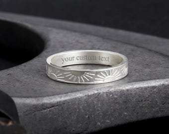 パーソナライズされたサンバーストリング925スターリングシルバー、カップルバンドリング、彼へのギフト