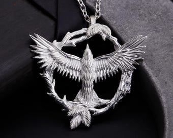 Sterling Silver Winged Eagle Pendant Necklace