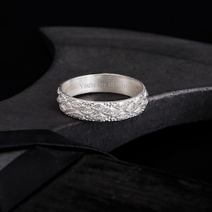 Engraved Ring 925 Sterling Silver, Custom Silver Band Mens