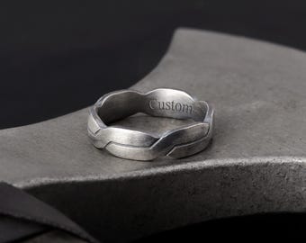 北欧の結び目模様が刻印された結婚指輪、925スターリングシルバー製、カップル向けのパーソナライズされたインフィニティバンド、バイキングのステートメントプロミスリングジュエリーギフト
