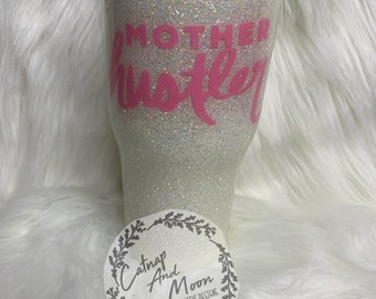 Mother Hustler - white holographic glitter -Ready To Ship