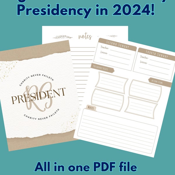 2024 Relief Society Presidency Printable Planner - Binder - LDS - Activity Planner - Calendar - Budget - Birthdays - Ministering - Contact