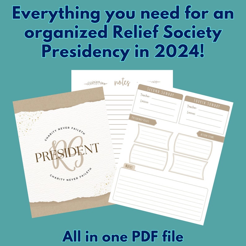 2025 Relief Society Presidency Printable Planner Binder LDS Activity