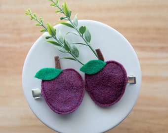 Plum Felt Hair Clip - Fruit Clip - Hair Fashion - Hair Accessories - Purple