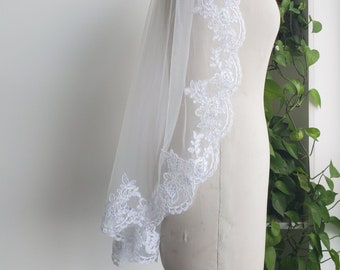 Custom bride veil White or ivory 1T lace veil wedding lace veils &comb