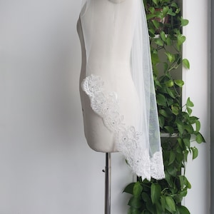 Custom bride veil white or ivory 1T lace veil wedding fingertip lace veils & Comb