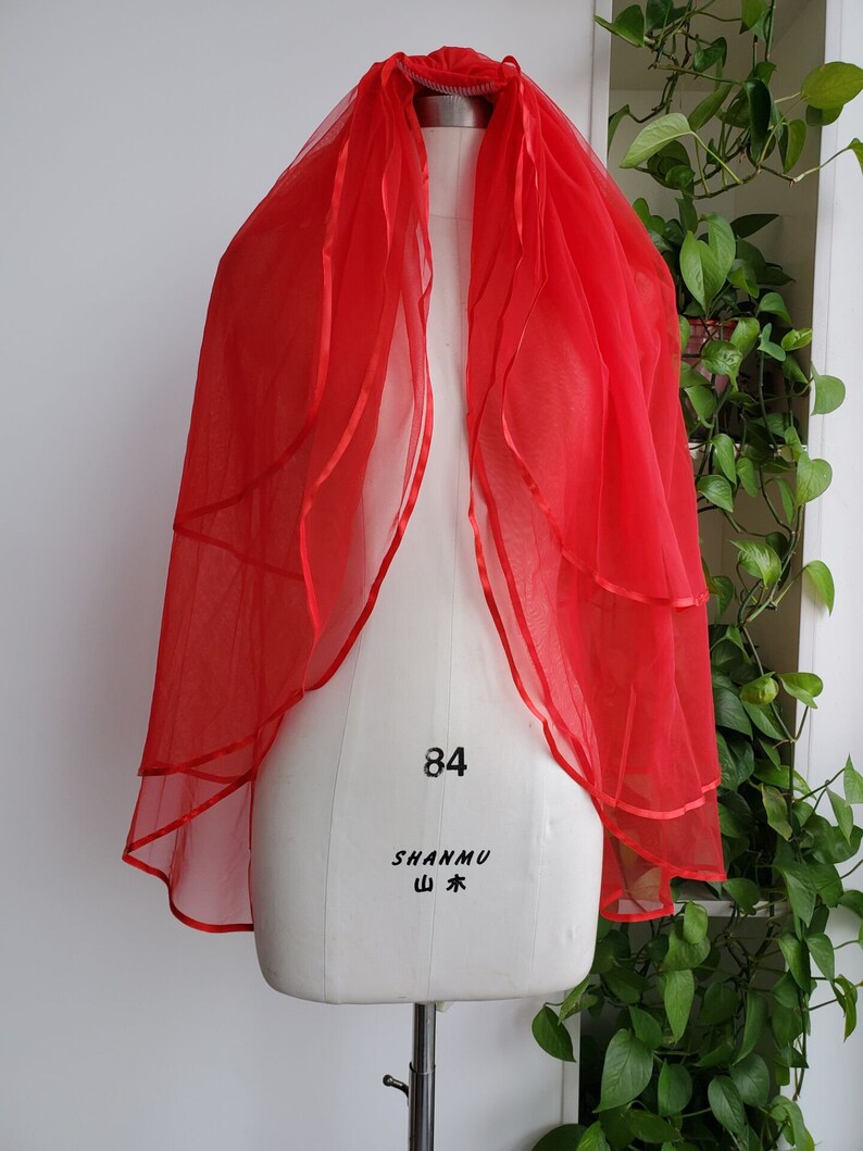 National Style Bride Veil real Red Bride Wedding Veils Red Etsy