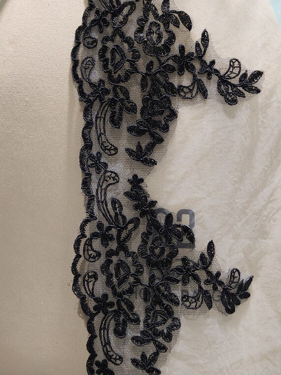 Velo corto in pizzo nero da sposa semplice, velo in pizzo da sposa