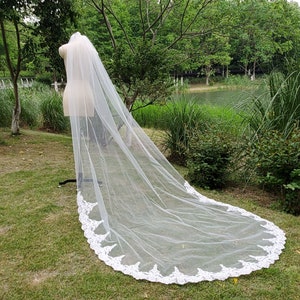 Cathedral Veil, Laces wedding veil, bridal&#39;s lace Veil, Bridal Veils,Cathedral Lace Veil,1t Cathedral Vail,ivory white  black lace veil&comb
