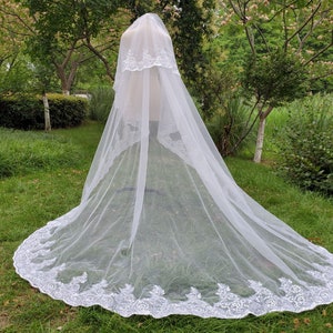 Luxe 2T cathédrale mariage voile de mariée blanc ivoire dentelle paillettes voiles de mantille longs voiles de dentelle accessoires de mariée peigne