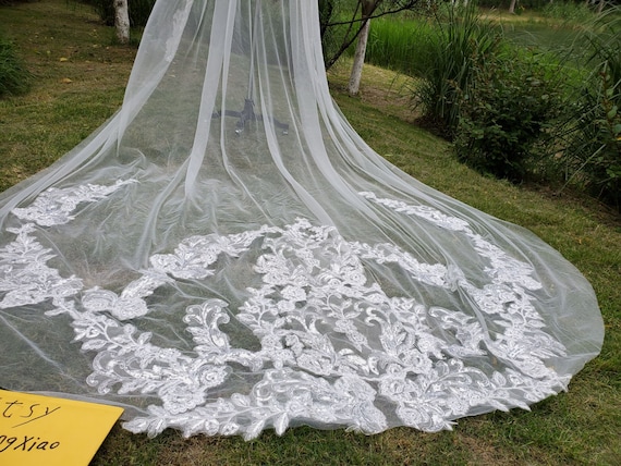 Luxury Cathedral Lace shawl, wedding Sequins Lace APPLIQUE cape, knitted wedding wraps , White wedding bride veil wrap, Ivory Lace shawls Luxury Cathedral Lace shawl, wedding Sequins Lace APPLIQUE cape, knitted wedding wraps , White wedding bride veil wrap, Ivory Lace shawls