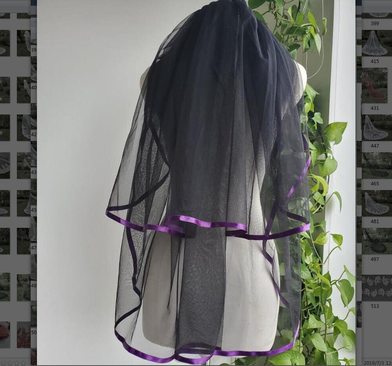 Two-layer purple ribbon bridal veil fingertip length bride veils wedding Vail White Ivoryblack purple Quality soft net wedding veil/&comb