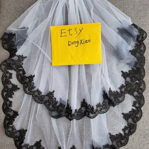 White / ivory lace veil wedding lace veils  2 layer  Elbow veil