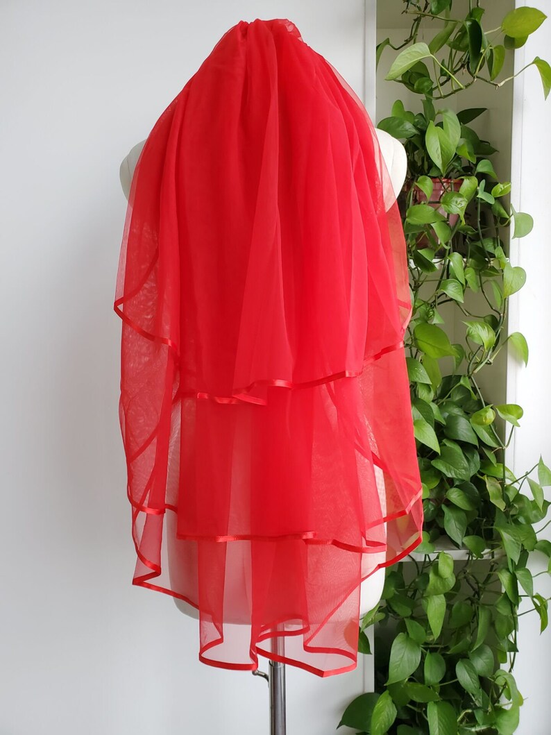 National Style Bride Veil real Red Bride Wedding Veils Red Etsy