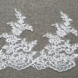 Bordure en dentelle de voile de mariage, bordure en dentelle de mariée ivoire bordure en dentelle d'Alençon blanche, vente par yard pure, bordure en dentelle en rayonne
