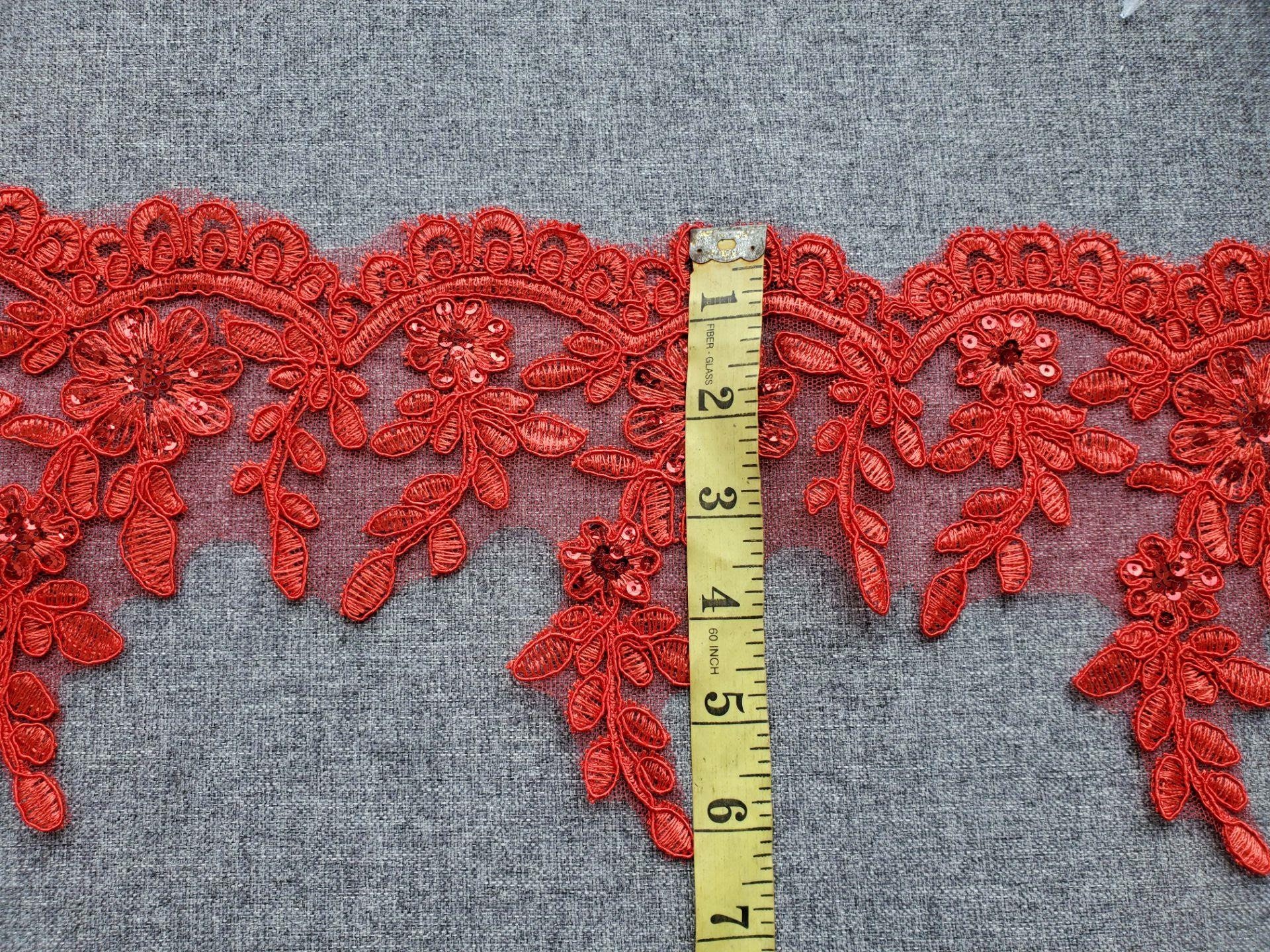 Light Red Lace Bright Red Lace Edge Flash Embroidery Lace Wholesale Apply to Lace ...